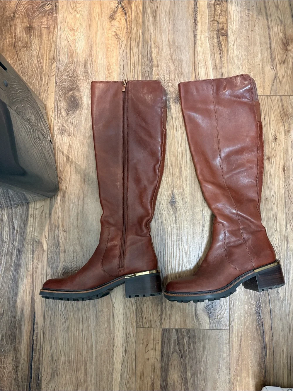 Vince Camuto Chestnut Brown Over-the-Knee Leather Boots